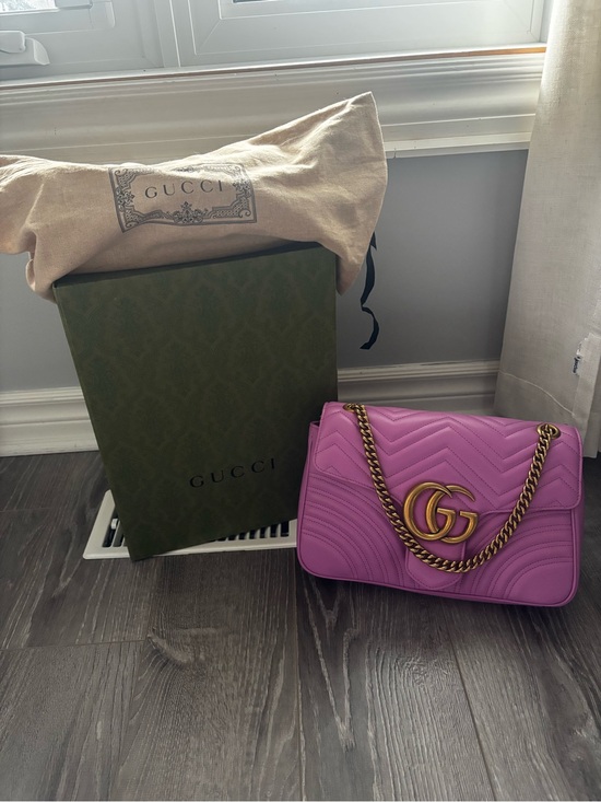 Gucci Handbags - Gucci GG Marmont Quilted Shoulder Bag in Pink/purple